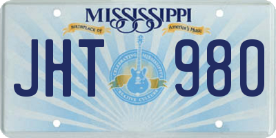 MS license plate JHT980