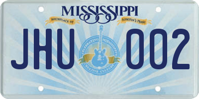 MS license plate JHU002