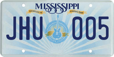 MS license plate JHU005