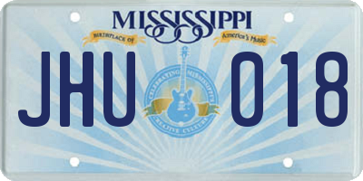 MS license plate JHU018