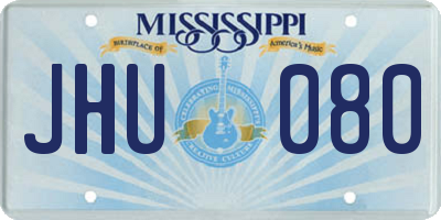 MS license plate JHU080