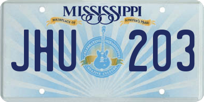 MS license plate JHU203
