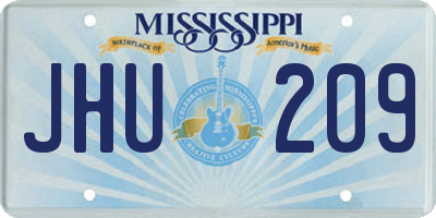 MS license plate JHU209
