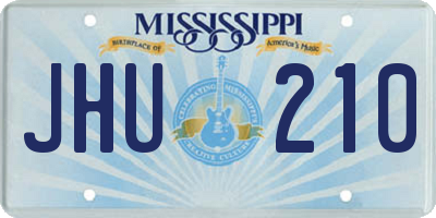 MS license plate JHU210