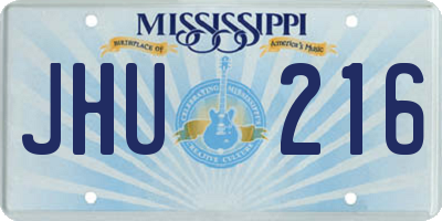 MS license plate JHU216