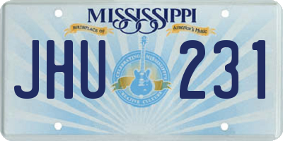 MS license plate JHU231