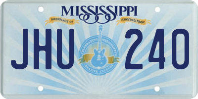 MS license plate JHU240