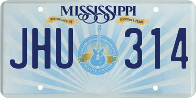 MS license plate JHU314