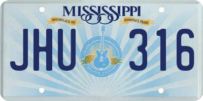 MS license plate JHU316