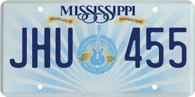 MS license plate JHU455