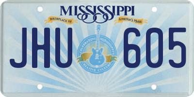 MS license plate JHU605