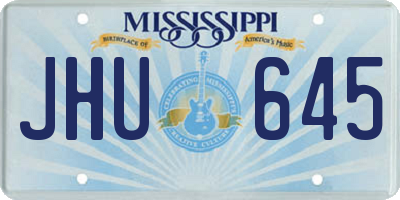 MS license plate JHU645