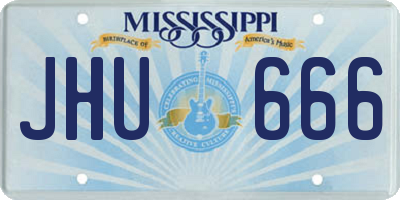 MS license plate JHU666