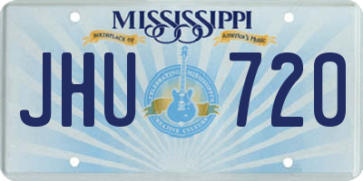 MS license plate JHU720