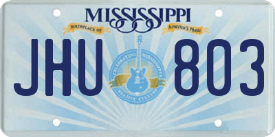 MS license plate JHU803