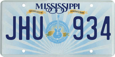 MS license plate JHU934