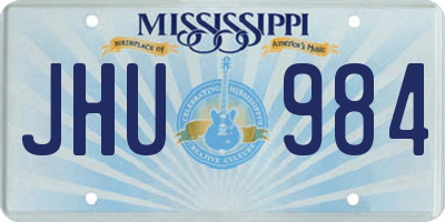 MS license plate JHU984