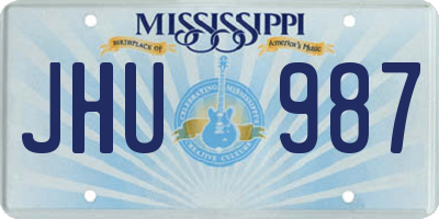 MS license plate JHU987