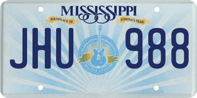 MS license plate JHU988