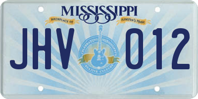 MS license plate JHV012