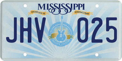 MS license plate JHV025
