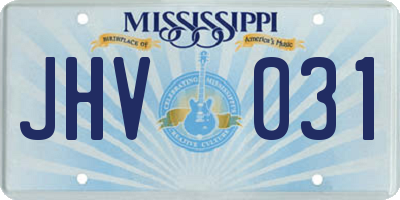 MS license plate JHV031