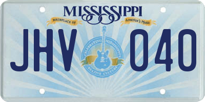 MS license plate JHV040