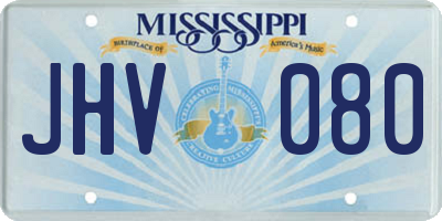 MS license plate JHV080