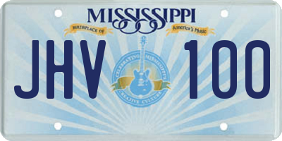 MS license plate JHV100