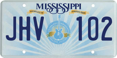 MS license plate JHV102