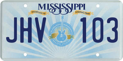 MS license plate JHV103