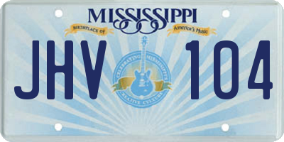 MS license plate JHV104