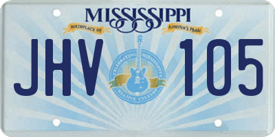 MS license plate JHV105