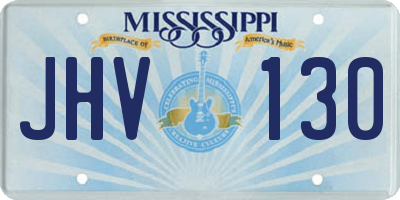 MS license plate JHV130