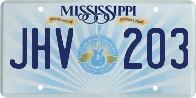 MS license plate JHV203
