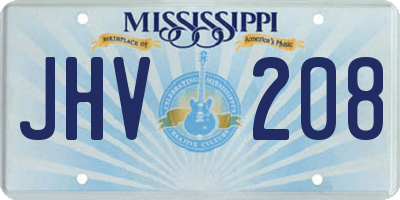 MS license plate JHV208