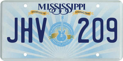 MS license plate JHV209