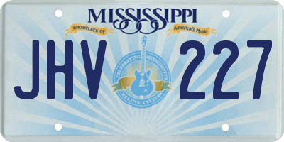 MS license plate JHV227