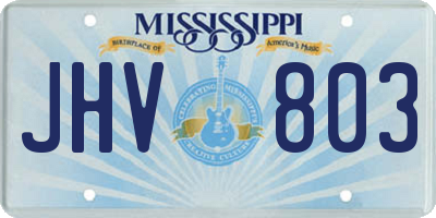 MS license plate JHV803