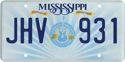 MS license plate JHV931