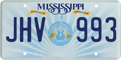 MS license plate JHV993