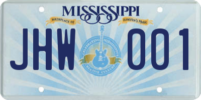 MS license plate JHW001