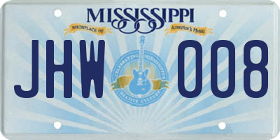 MS license plate JHW008