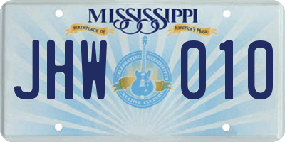 MS license plate JHW010