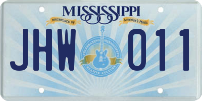 MS license plate JHW011