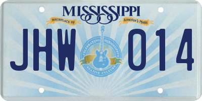 MS license plate JHW014