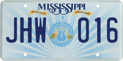MS license plate JHW016