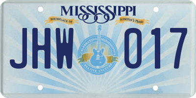 MS license plate JHW017