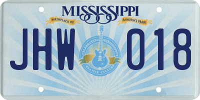 MS license plate JHW018