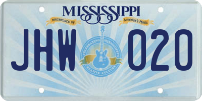 MS license plate JHW020